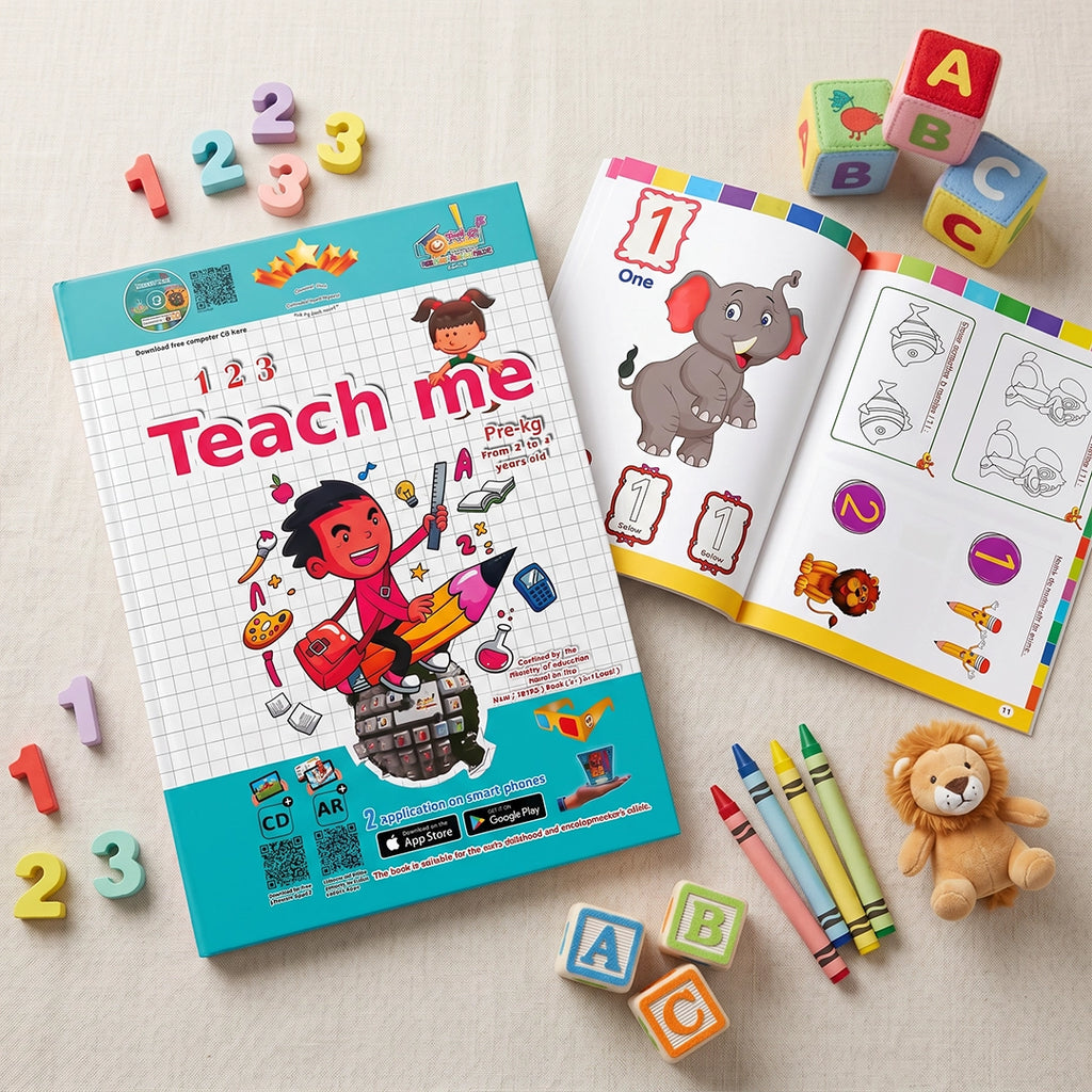 علموني + Teach Me — تمهيدي (Pre-KG) | ٨ كتب × ٣ لغات | سن ٣–٤