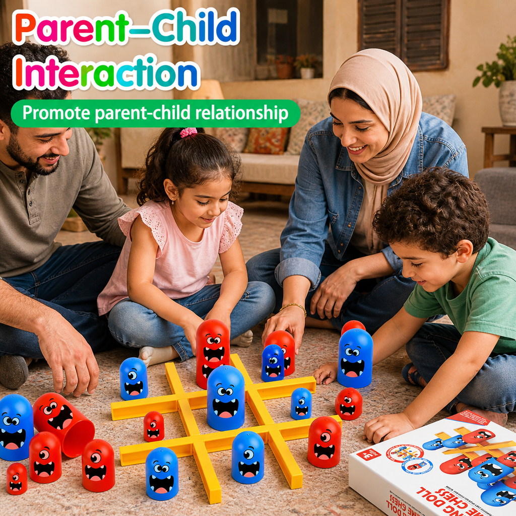 لعبة الوحوش — إكس أو بالأحجام — ١٨ وحش + لوحة — الكبير بياكل الصغير!