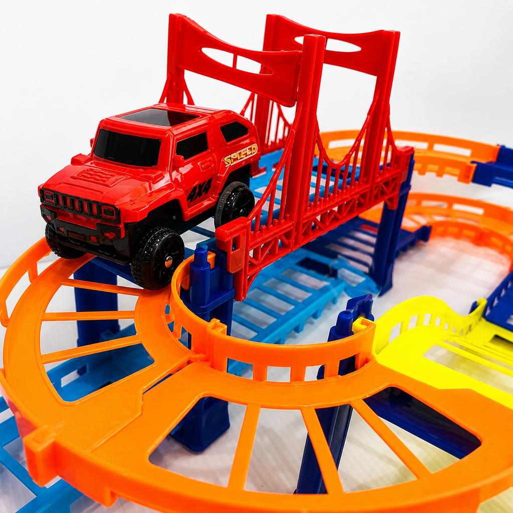 سباق سيارات — تراك تجميع DIY + كوبري + عربية ببطارية — Goal Racing