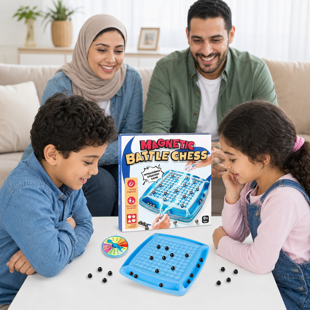 شطرنج المعركة المغناطيسي — لعبة ذكاء واستراتيجية لشخصين + كرات مغناطيسية (Magnetic Battle Chess)
