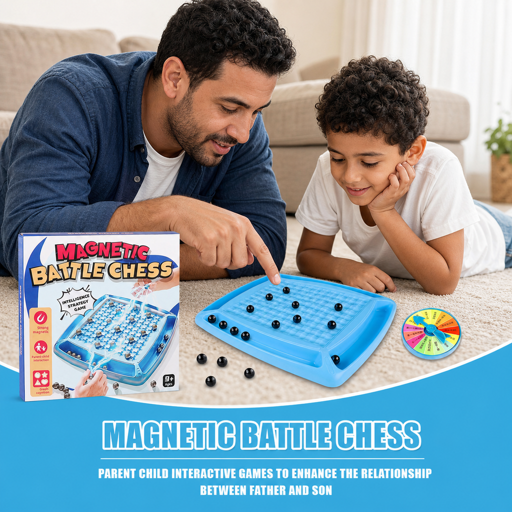 شطرنج المعركة المغناطيسي — لعبة ذكاء واستراتيجية لشخصين + كرات مغناطيسية (Magnetic Battle Chess)