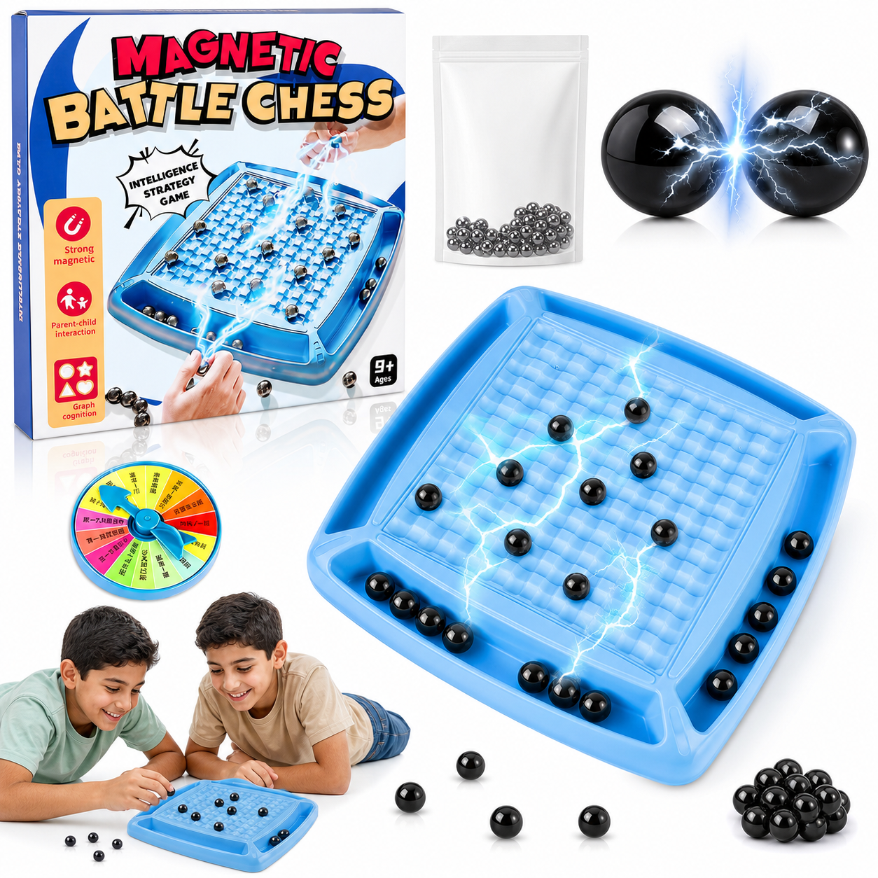 شطرنج المعركة المغناطيسي — لعبة ذكاء واستراتيجية لشخصين + كرات مغناطيسية (Magnetic Battle Chess)