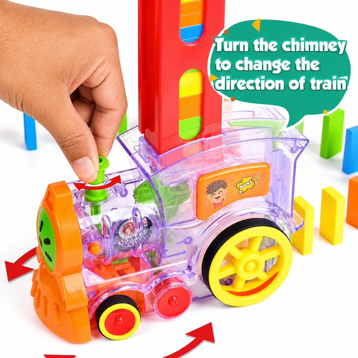 قطار الدومينو الكهربائي — ٦٠ قطعة دومينو ملونة مع صوت وإضاءة (Domino Train)