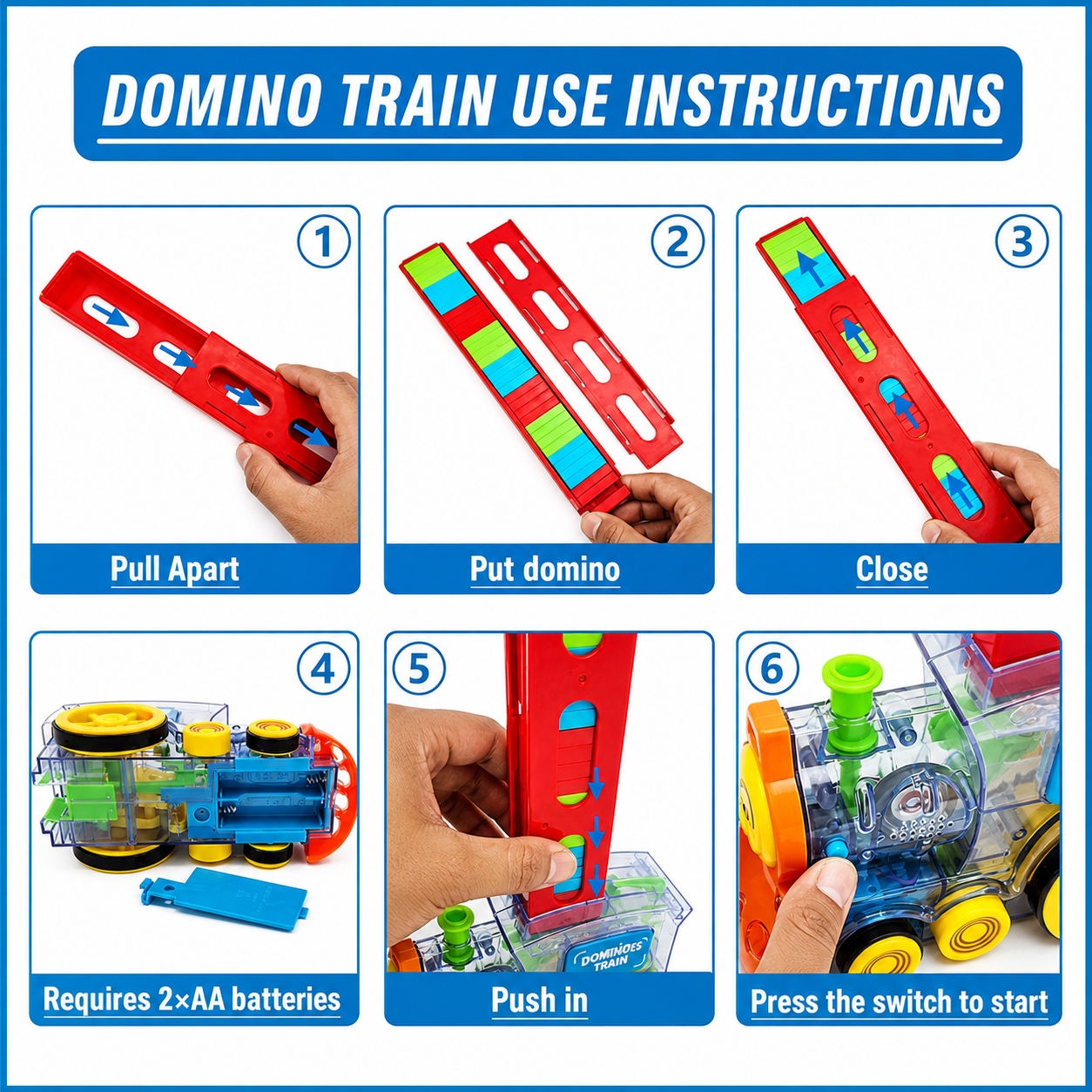 قطار الدومينو الكهربائي — ٦٠ قطعة دومينو ملونة مع صوت وإضاءة (Domino Train)