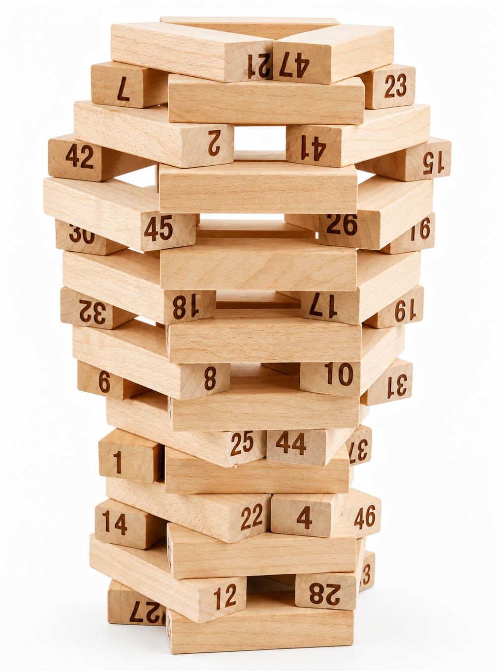لعبة برج المكعبات الخشبي ٥٤ قطعة مرقمة + نرد (Wooden Stacking Tower 54 Pcs)