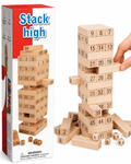 لعبة برج المكعبات الخشبي ٥٤ قطعة مرقمة + نرد (Wooden Stacking Tower 54 Pcs)